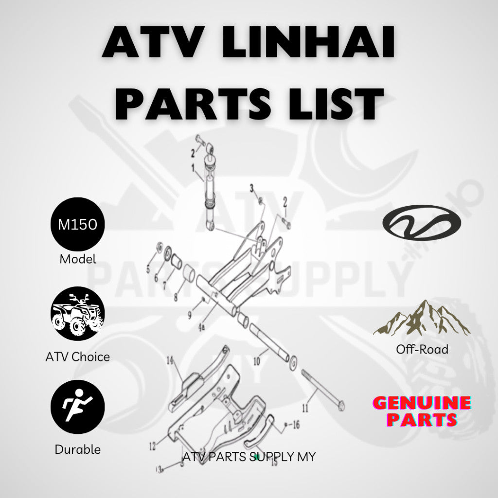 ATV Linhai M150 | ชุดบุชอาร์มสวิงอาร์มหลัง | ยางกันฝุ่น | ตัวเรือนครอบ | สเปเซอร์ | อะไหล่แท้ Linhai