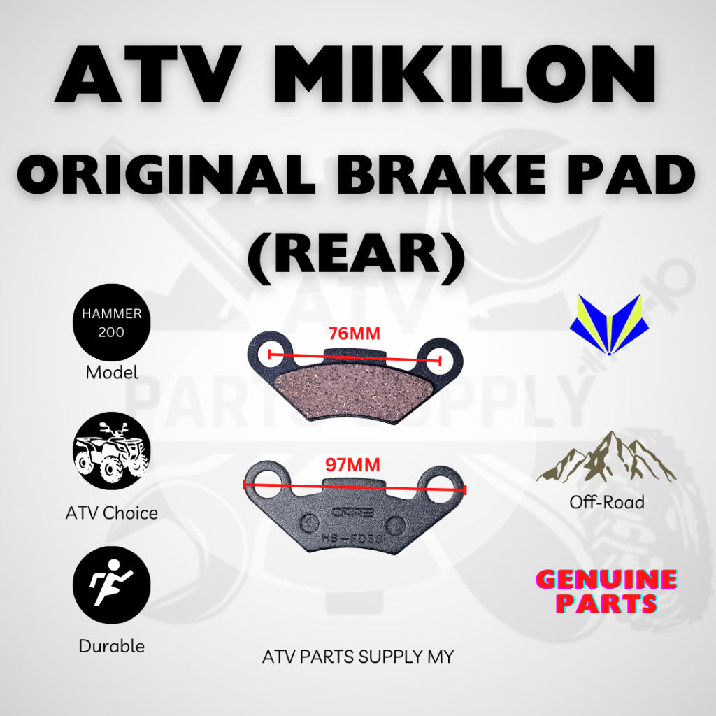 Original ATV Rear Brake Pad for Mikilon Hammer 200 | U38 |  | Brek Pad Belakang | Original Mikilon Parts