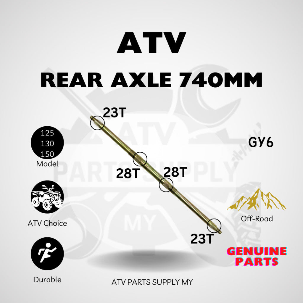 เพลาล้อหลัง ATV 740 มม. | น็อต M16 สำหรับ GY6 | มินิ ATV | 125CC | 130CC | 150CC | พร้อมส่ง 📌