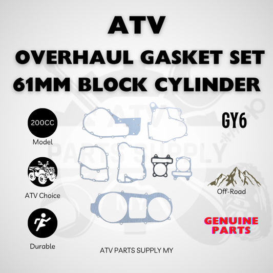 ATV GY6 200CC | Kit Guarnizioni Revisione | Cilindro Monoblocco 61MM | Guarnizione Coperchio Scatola Ingranaggi | Ricambi Originali