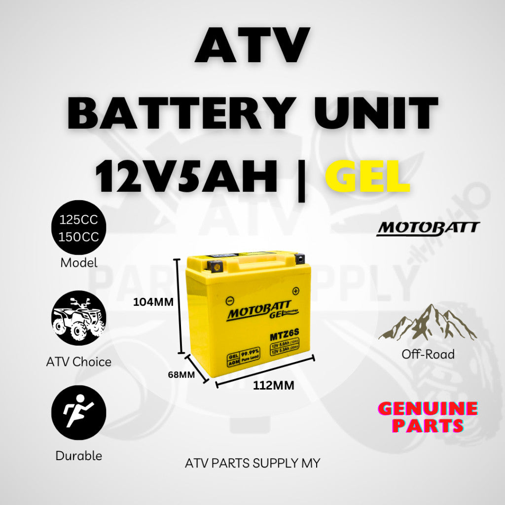 ATV Battery Unit | Gel | Motobatt | 12V5AH | for 125CC | 150CC | GY6 | LEM | Mikilon | Original Motobatt | Bateri